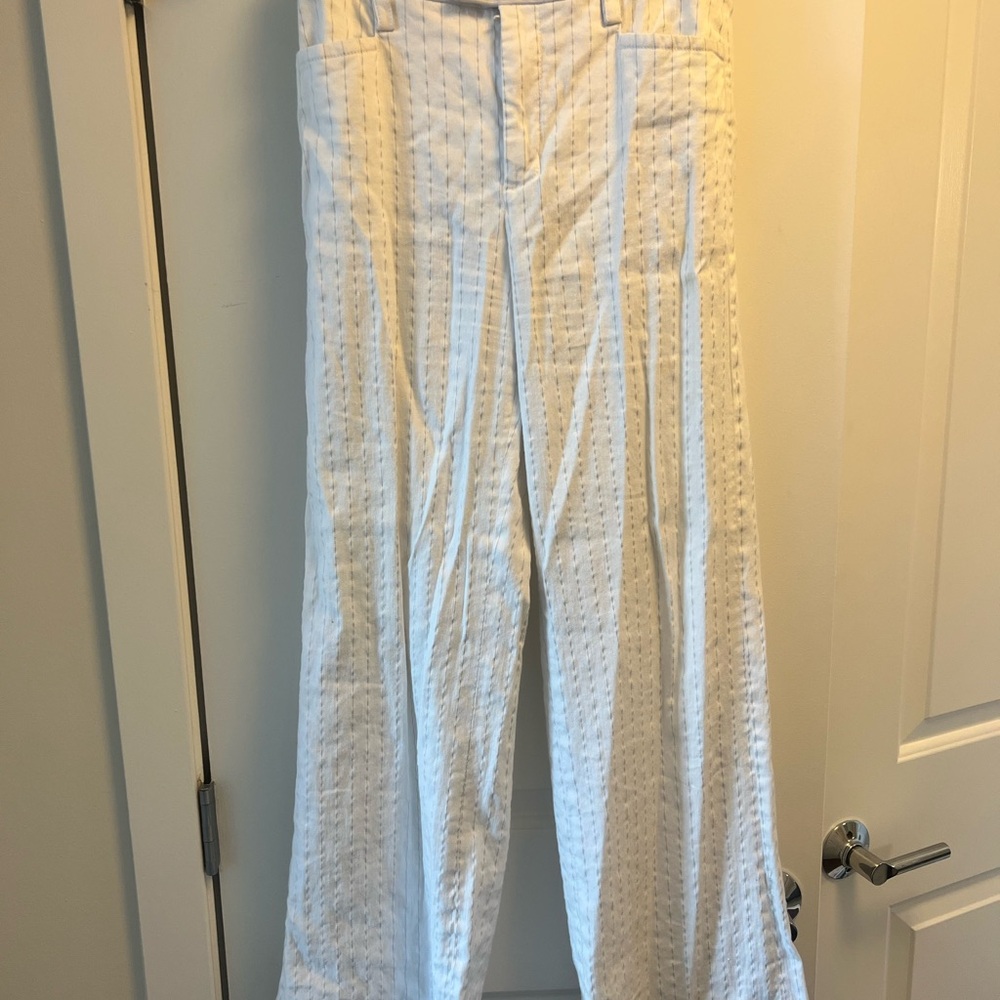 Banana Republic Women’s Linen Wide-Leg Pants - White, 4